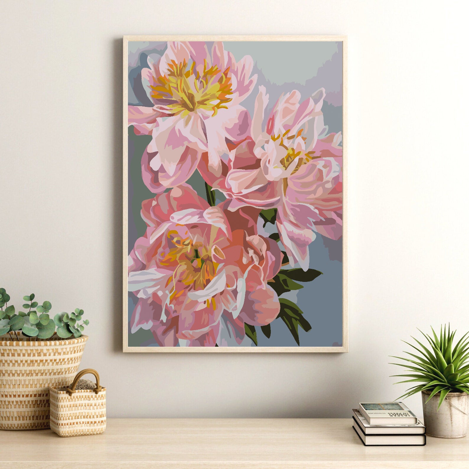 Pictura pe numere - Flori Roz 4486