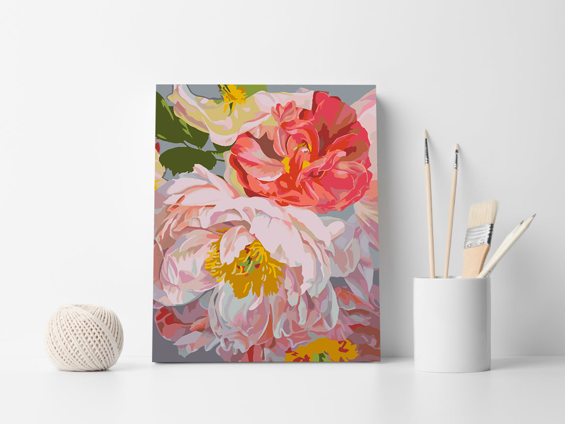 Pictura pe numere - Flori Roz 4487