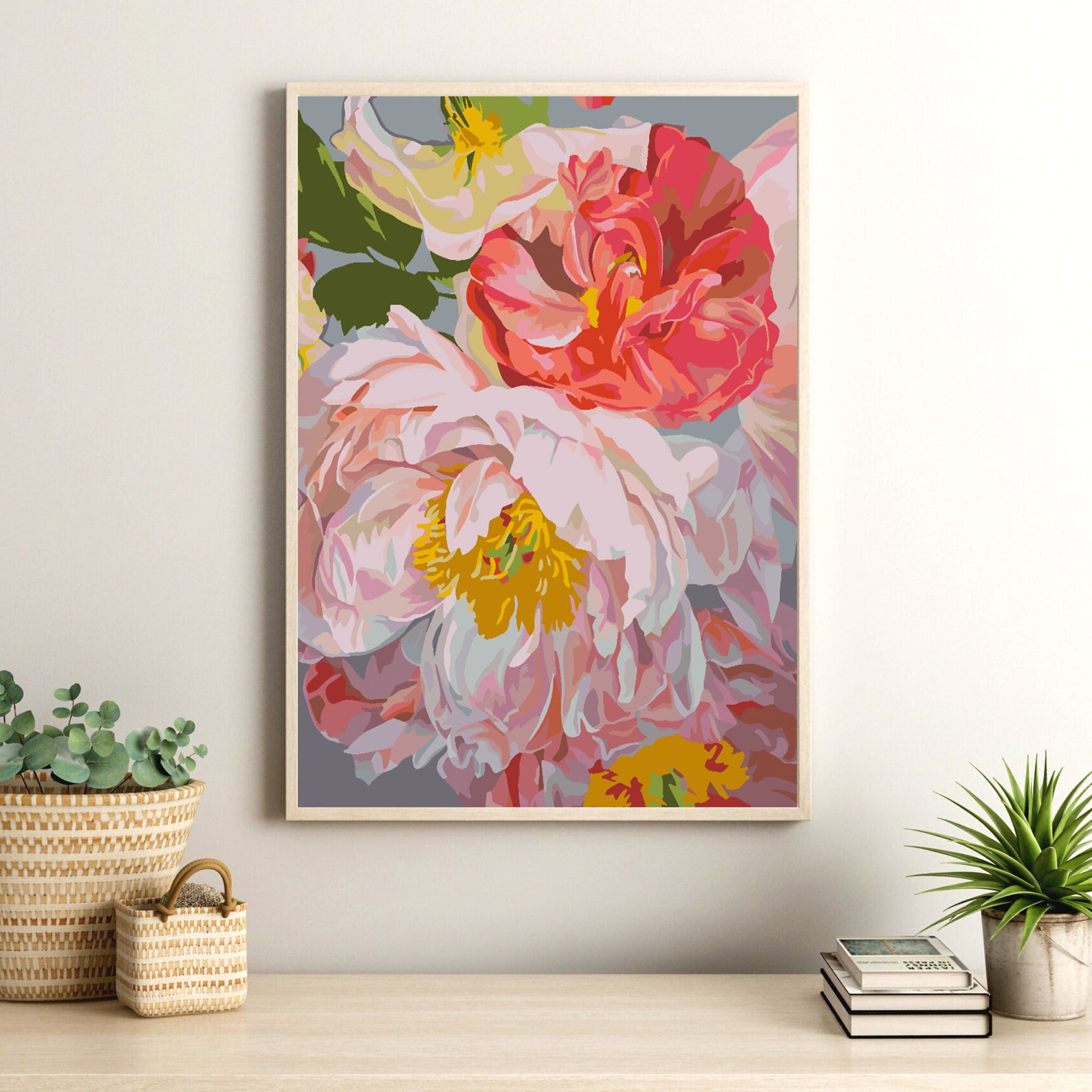 Pictura pe numere - Flori Roz 4487