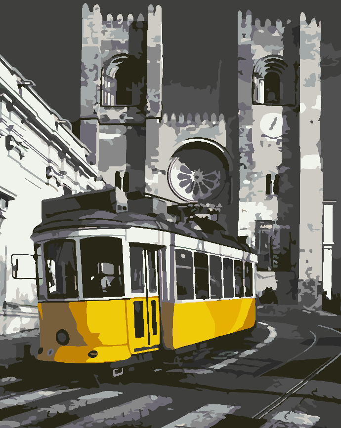 Pictura pe numere - Tramvai Galben în Oraș 4501