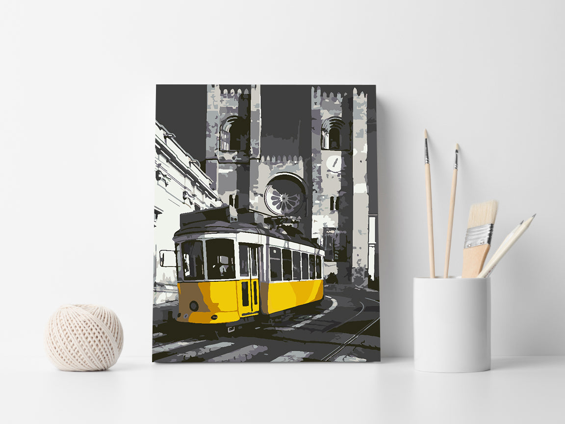Pictura pe numere - Tramvai Galben în Oraș 4501