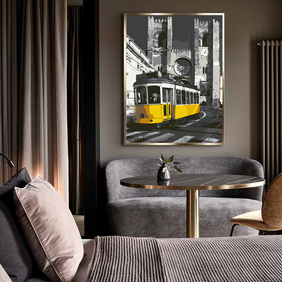 Pictura pe numere - Tramvai Galben în Oraș 4501