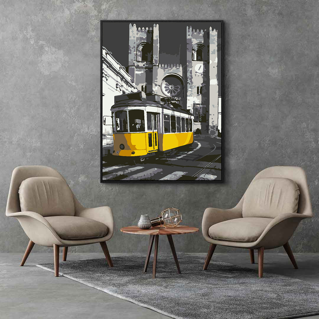 Pictura pe numere - Tramvai Galben în Oraș 4501