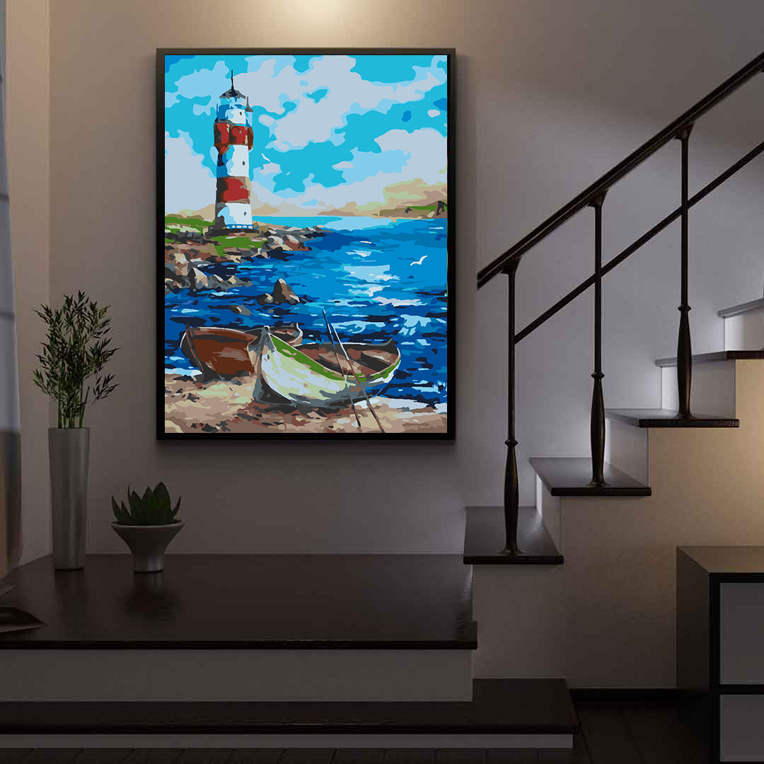 Peinture par numéros - Phare en mer 4502