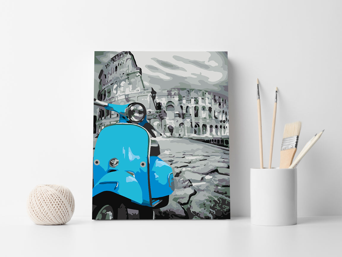 Peinture par numéros - Moto bleue à Rome 4506