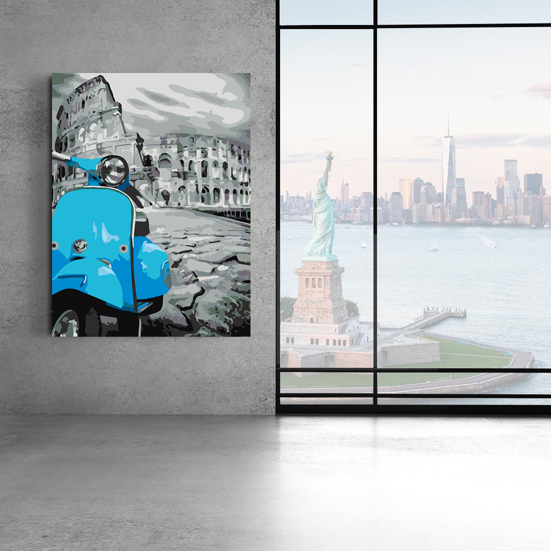 Peinture par numéros - Moto bleue à Rome 4506