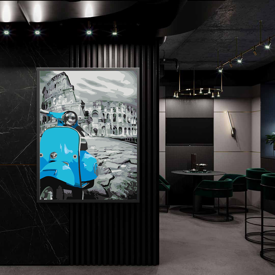 Peinture par numéros - Moto bleue à Rome 4506