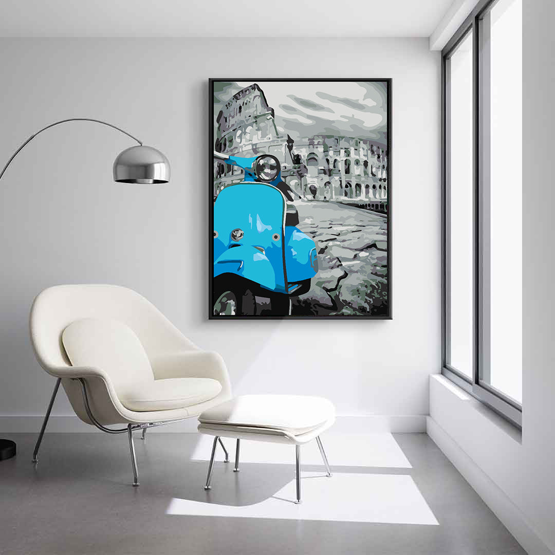 Peinture par numéros - Moto bleue à Rome 4506