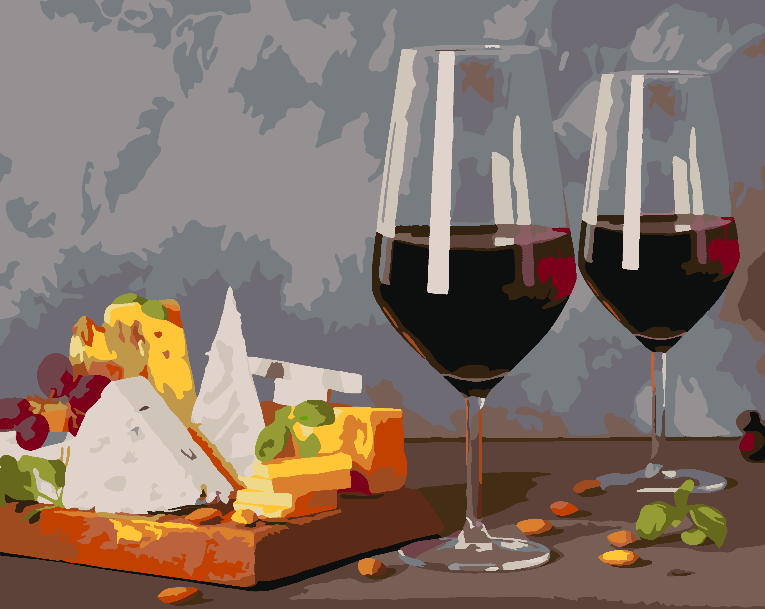 Peinture par numéros - Fromage et vin 4517