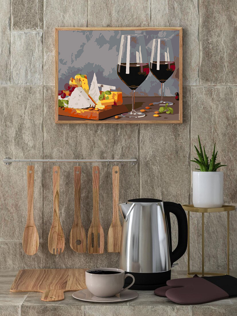 Peinture par numéros - Fromage et vin 4517