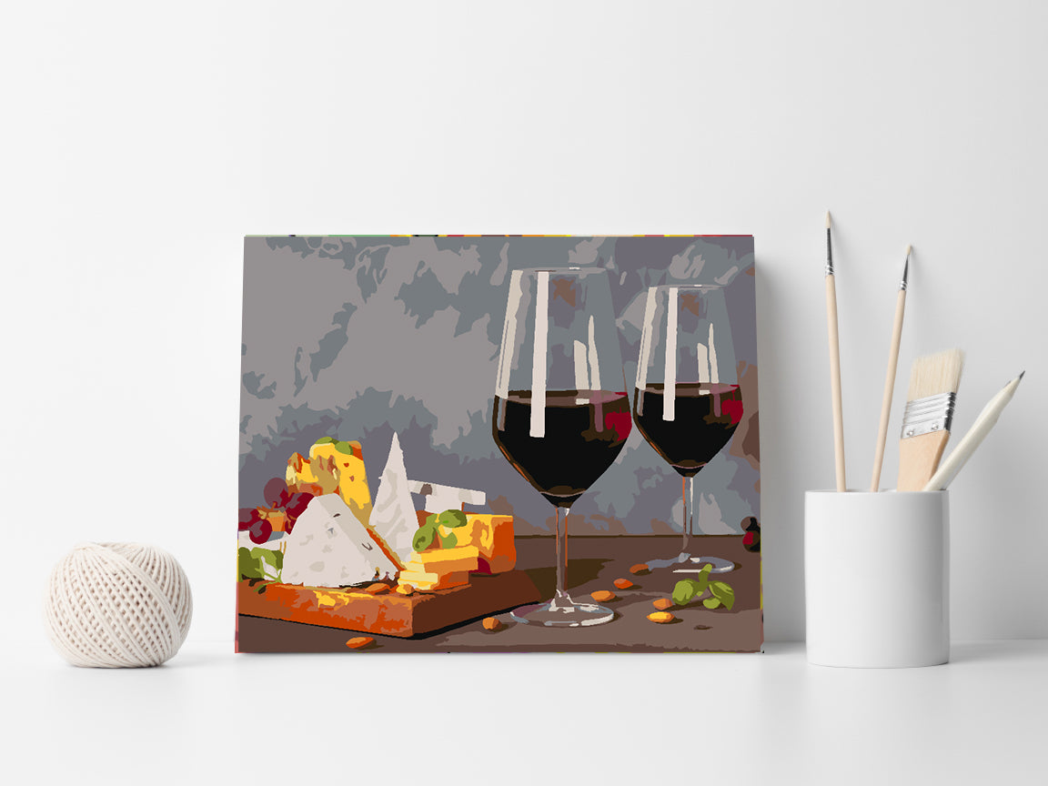 Peinture par numéros - Fromage et vin 4517