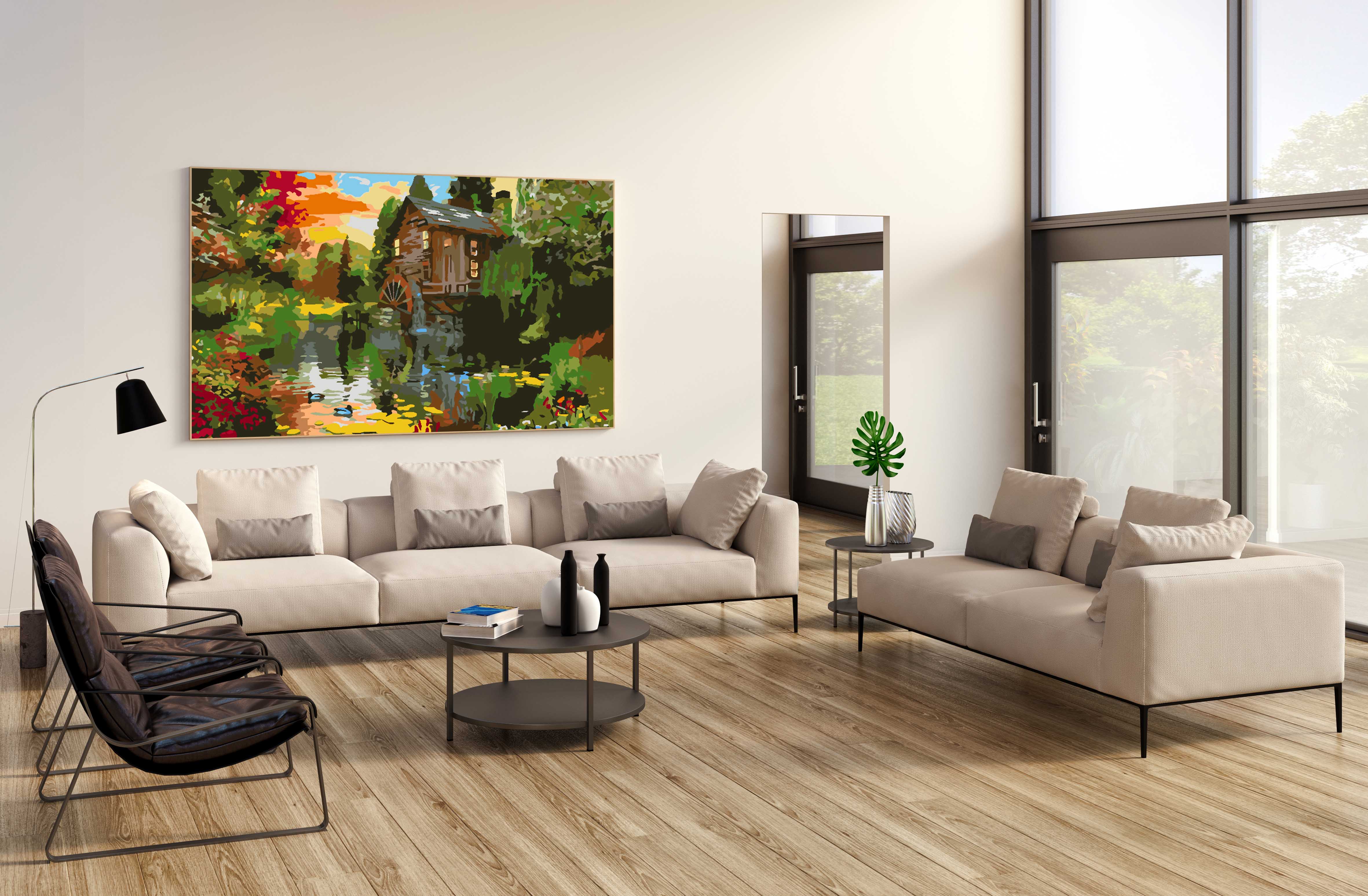 Pictura pe numere - Frunze Negru Auriu 4520