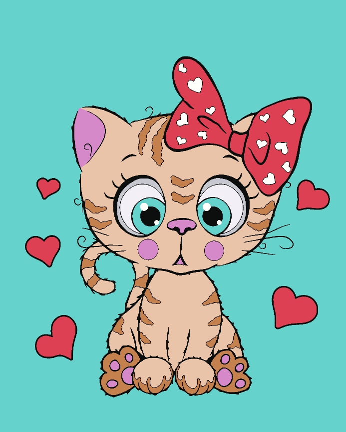 Pictura pe numere - Pisicuță pentru Copii 4534