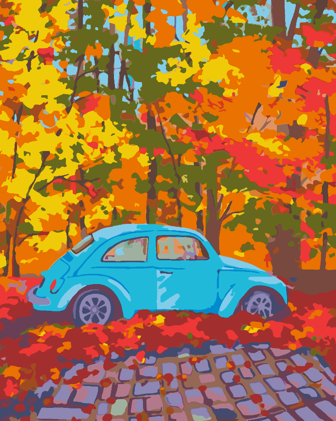 Pictura pe numere - Mașină Albastră 4540