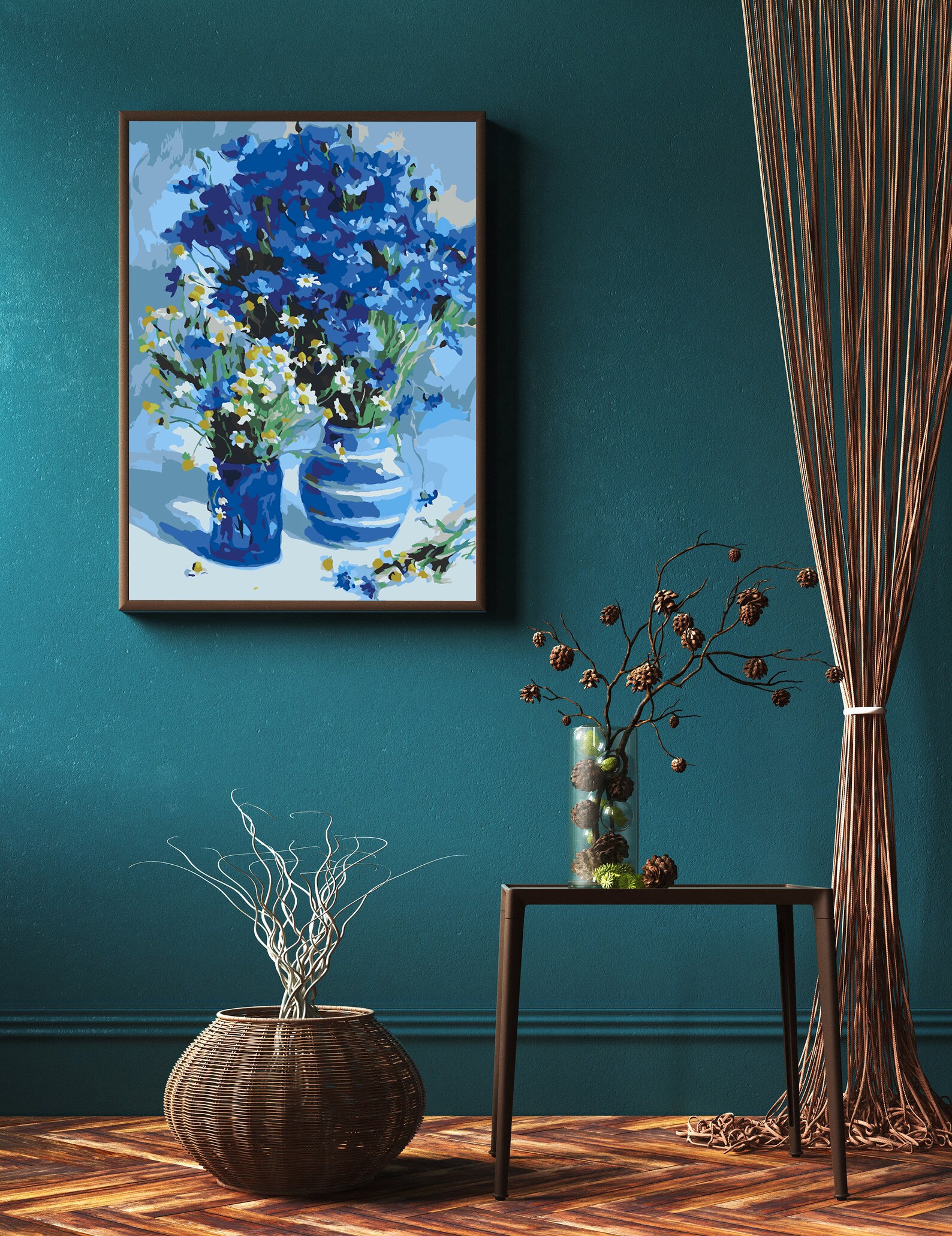 Peinture par numéros - Fleurs bleues dans un vase 4549