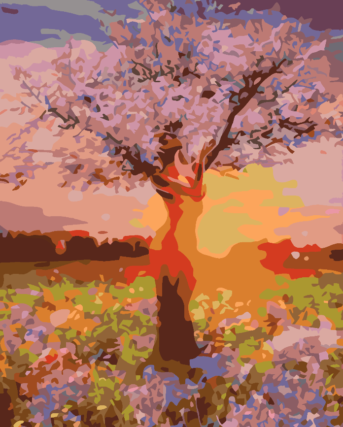 Peinture par numéros - Arbre au coucher du soleil 4553