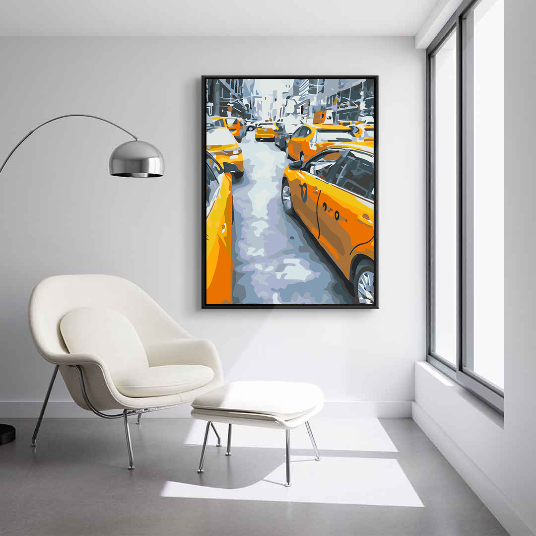 Peinture par numéros - Taxi jaune dans la ville 4557
