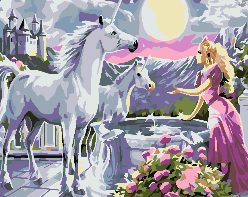 Pictura pe numere - Prințesă cu Unicorni 4558