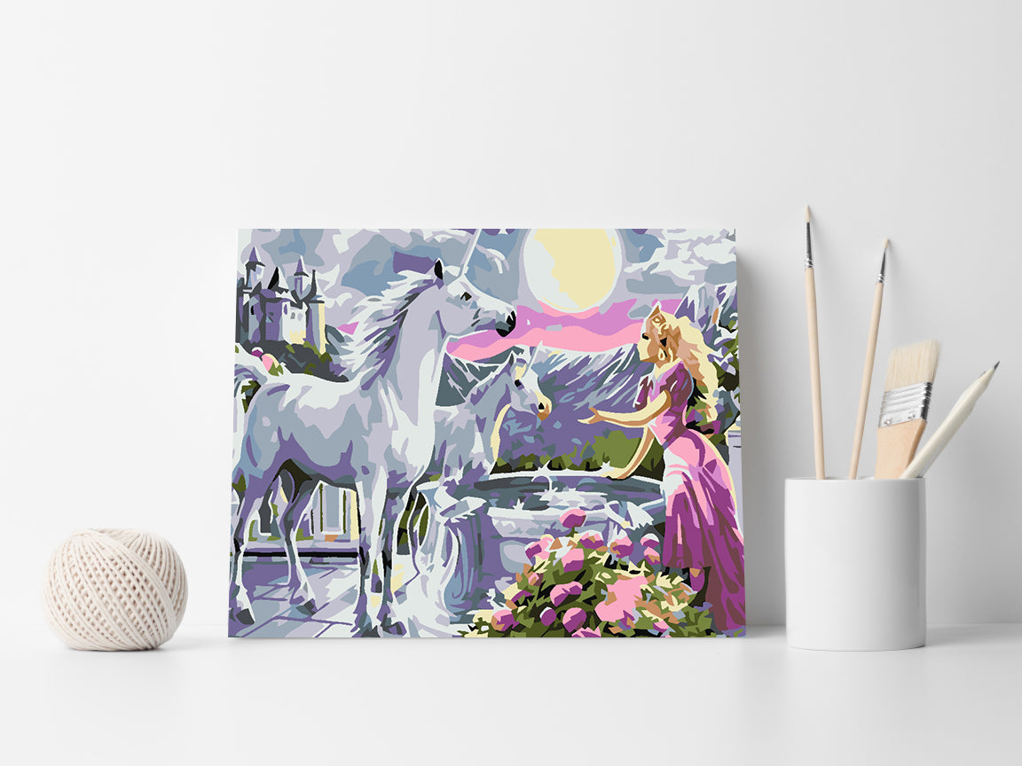 Pictura pe numere - Prințesă cu Unicorni 4558