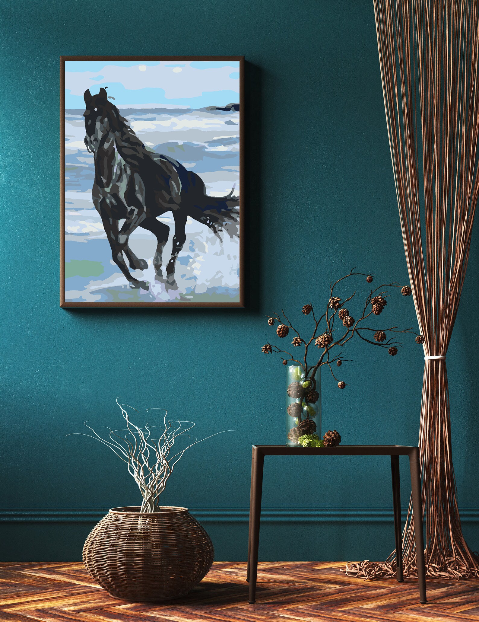 Pictura pe numere - Cal Negru pe Plajă 4561