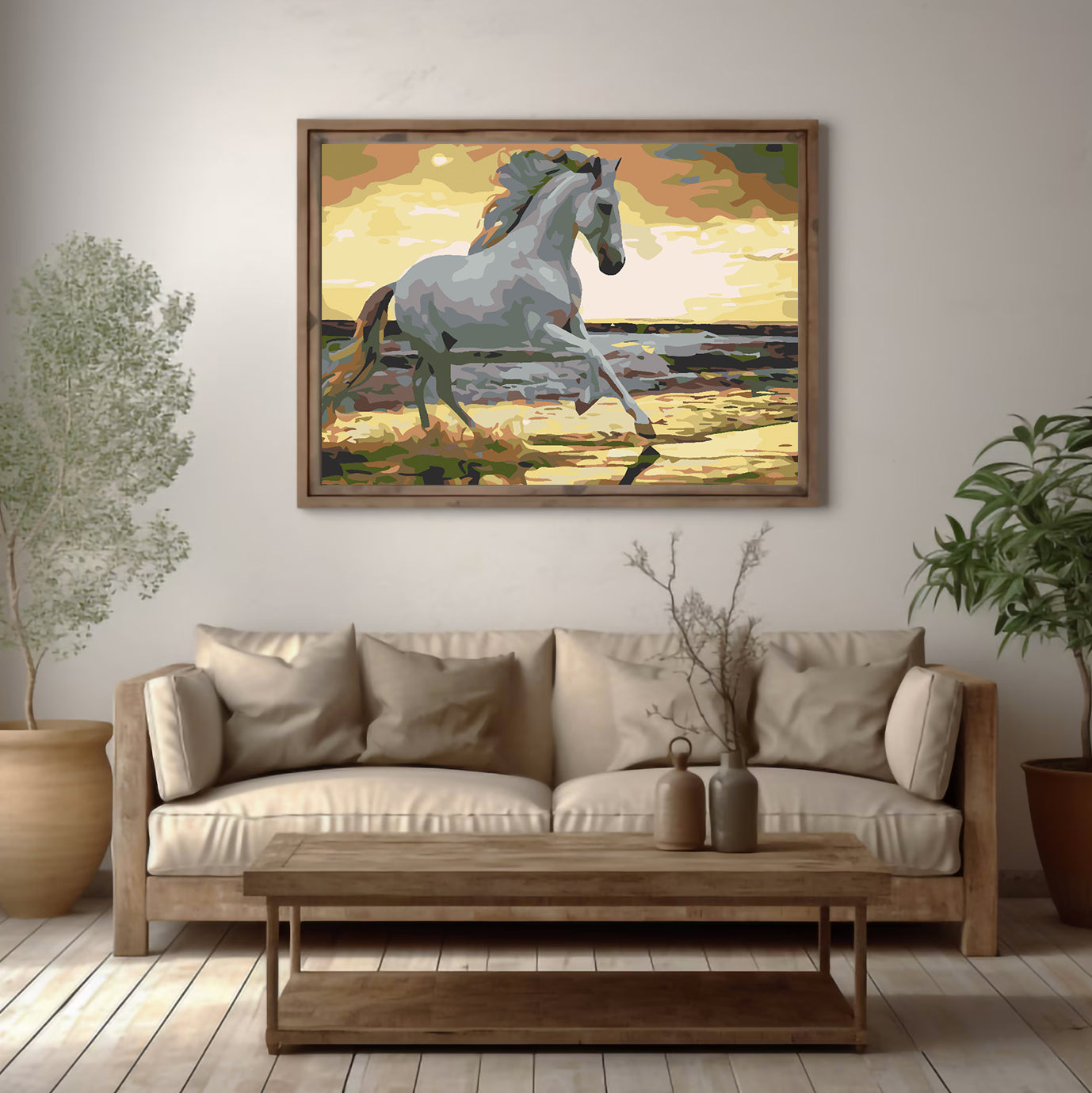 Pictura pe numere - Cal Alb pe Plajă 4562