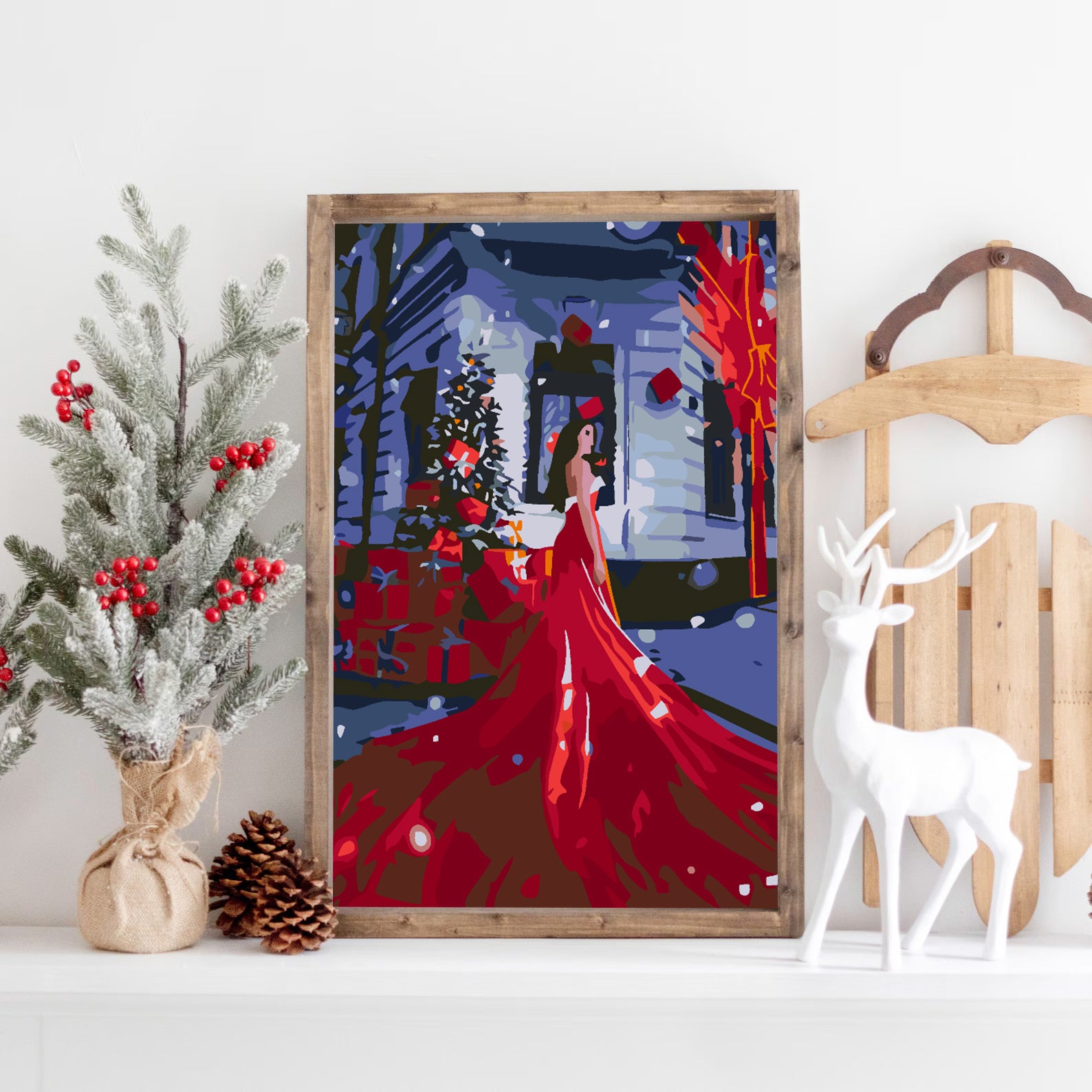 Pictura pe numere - Femeie în Rochie Roșie 4590