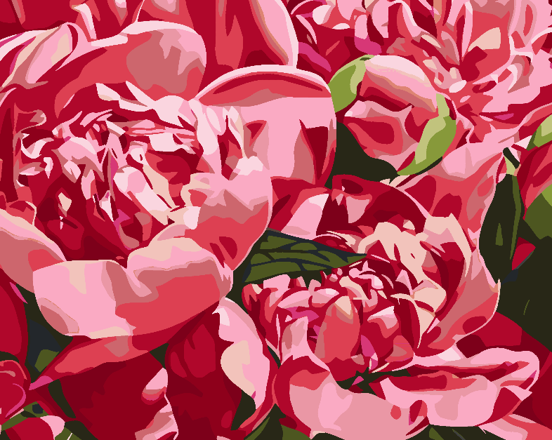 Pictura pe numere - Flori Roz 4615