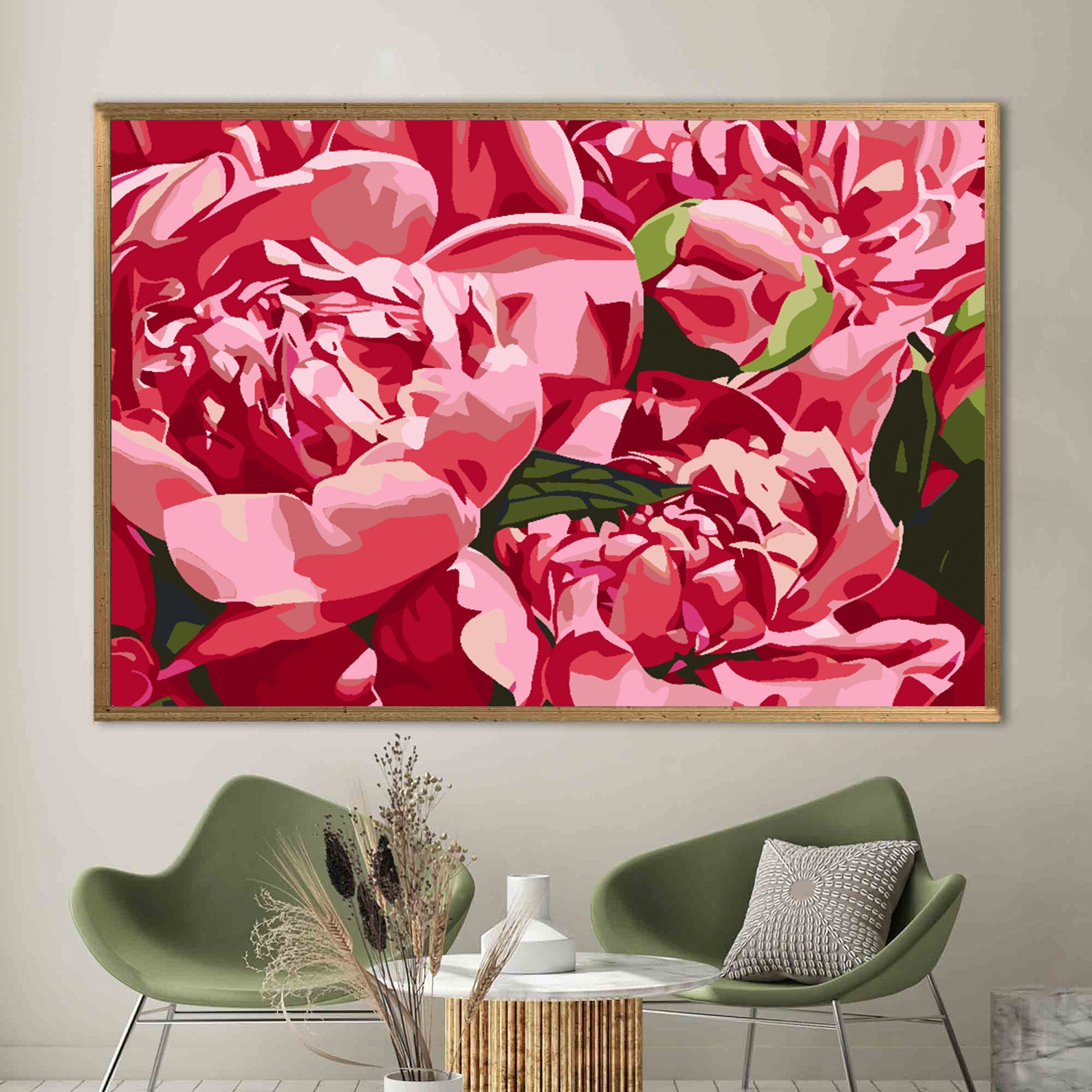 Pictura pe numere - Flori Roz 4615