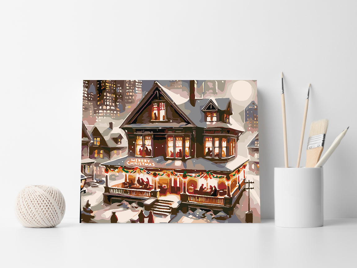 Promotie 40x50 - pictura pe numere - Casă Iarna 4623