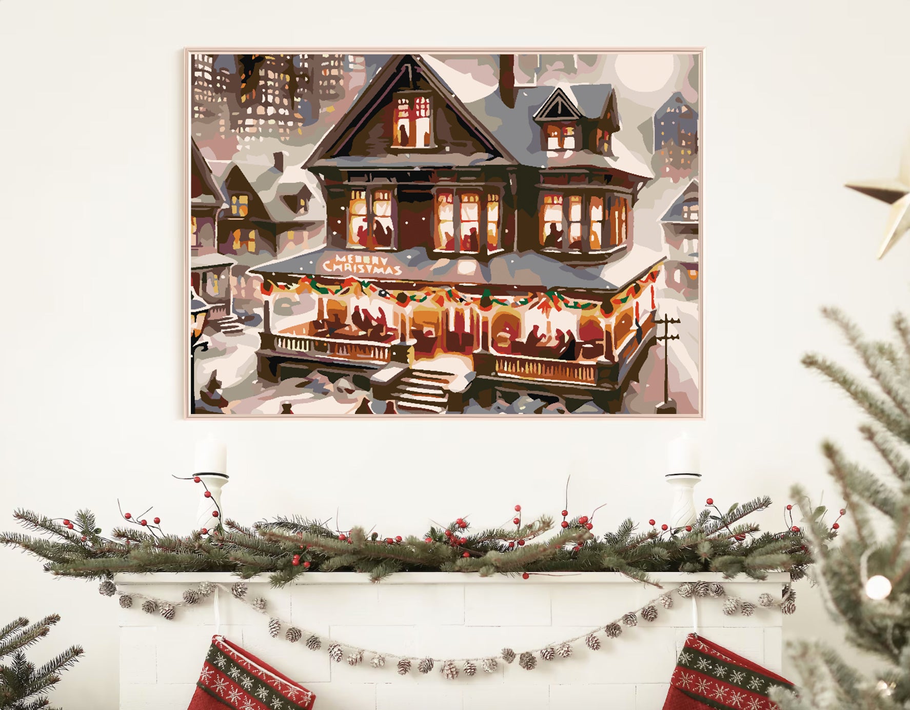 Promotie 40x50 - pictura pe numere - Casă Iarna 4623