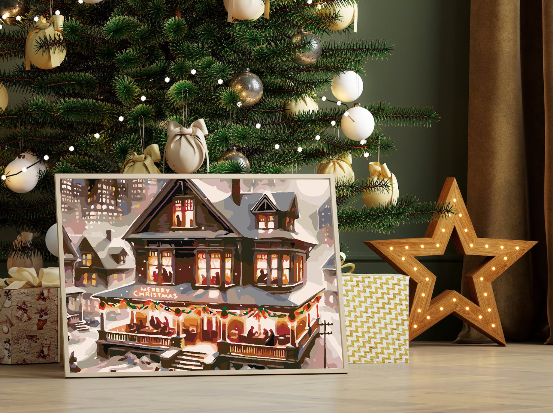 Promotie 40x50 - pictura pe numere - Casă Iarna 4623