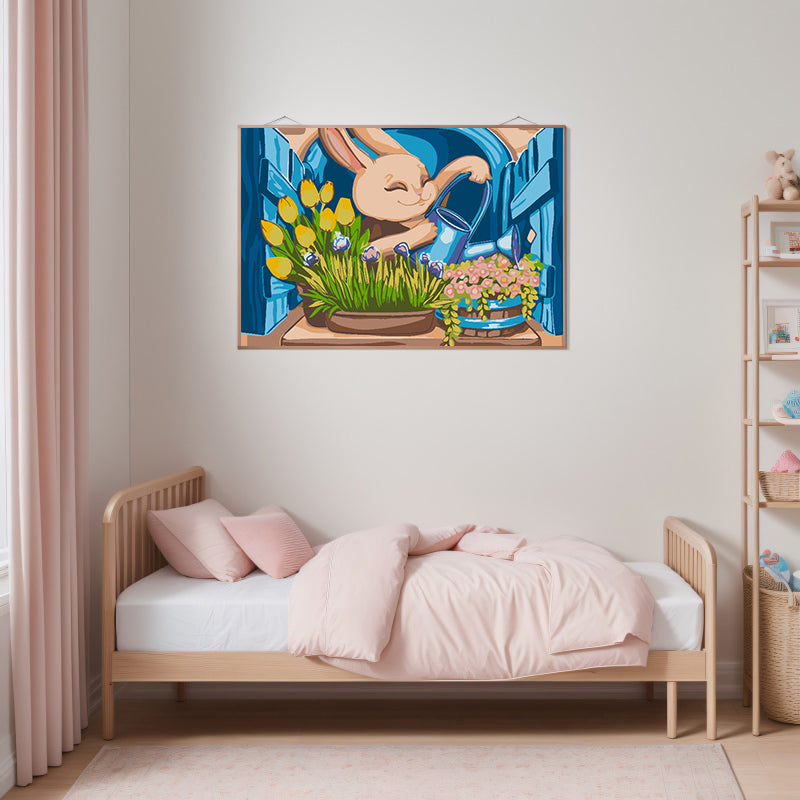 Pictura pe numere - Iepuraș cu Flori 4646