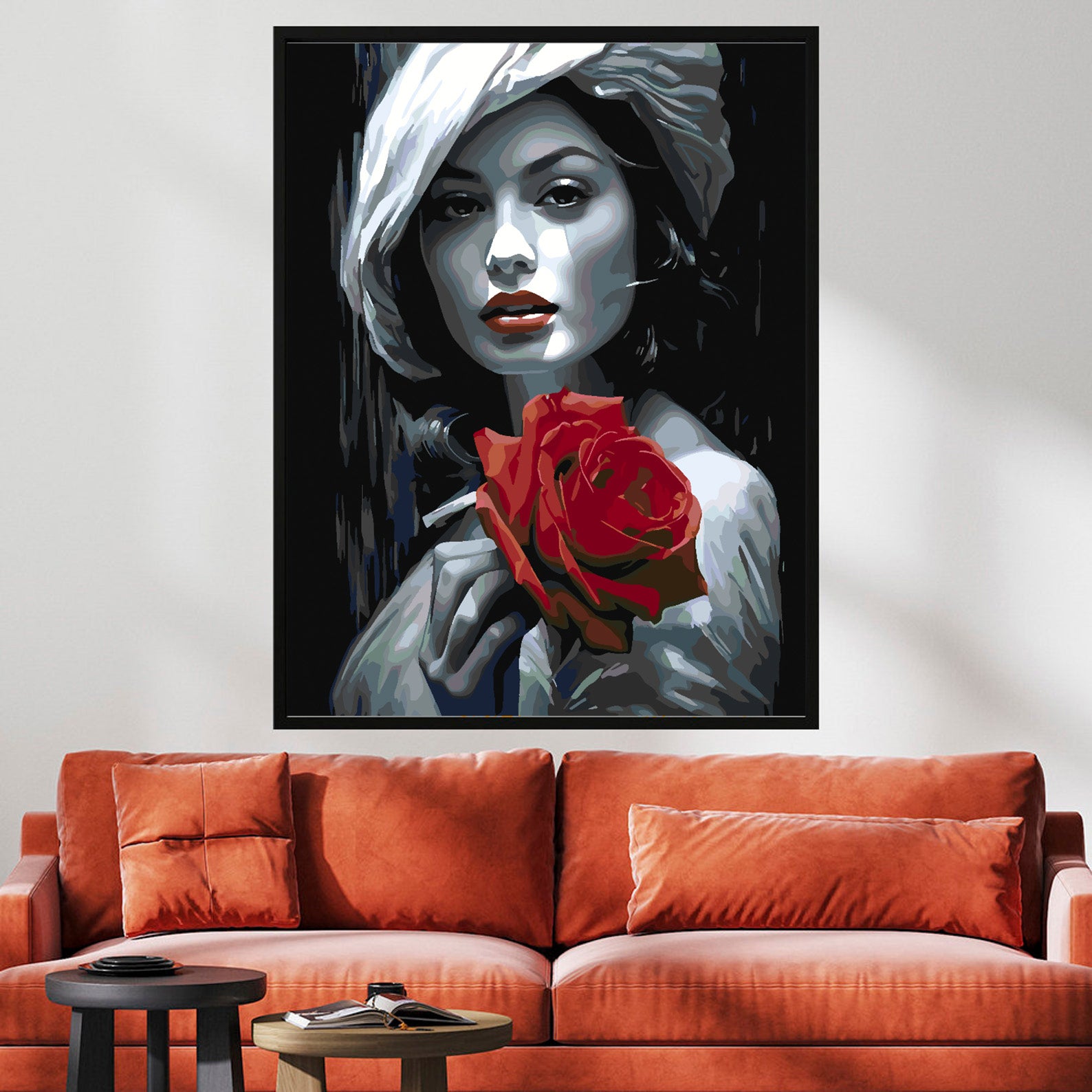 Peinture par numéros - Femme à la rose rouge 4673