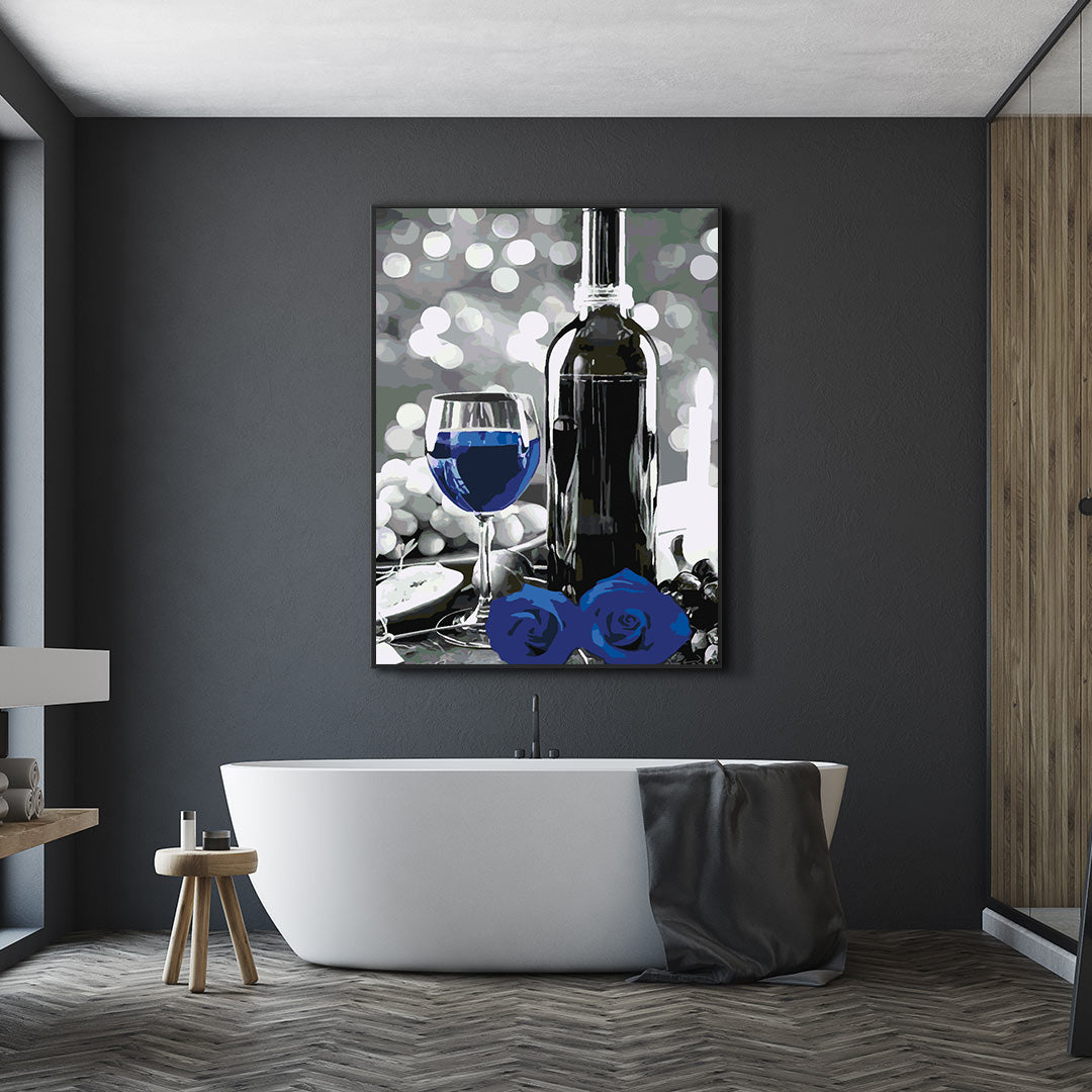 Peinture par numéros - Bouteille de vin et fleurs 4690