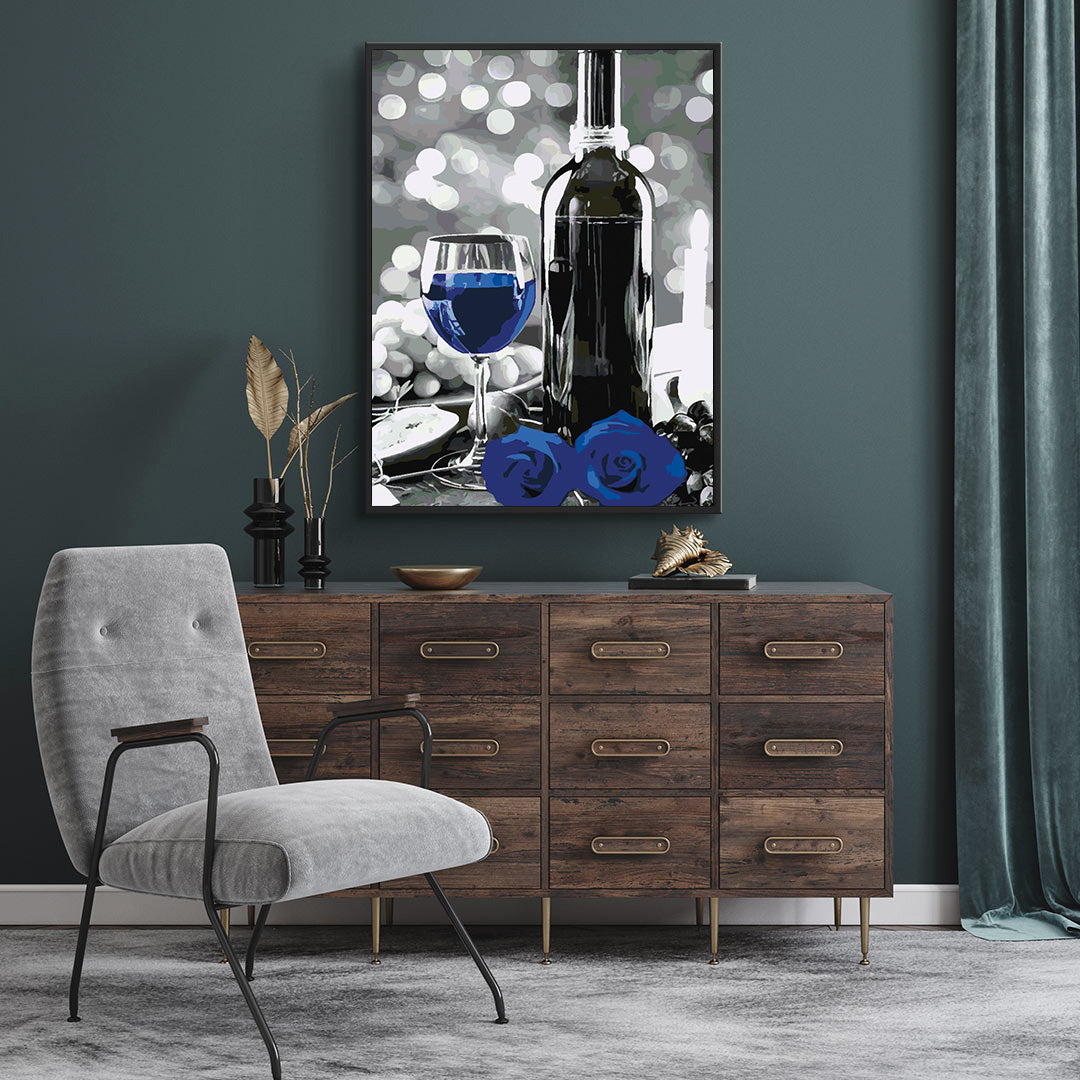 Peinture par numéros - Bouteille de vin et fleurs 4690