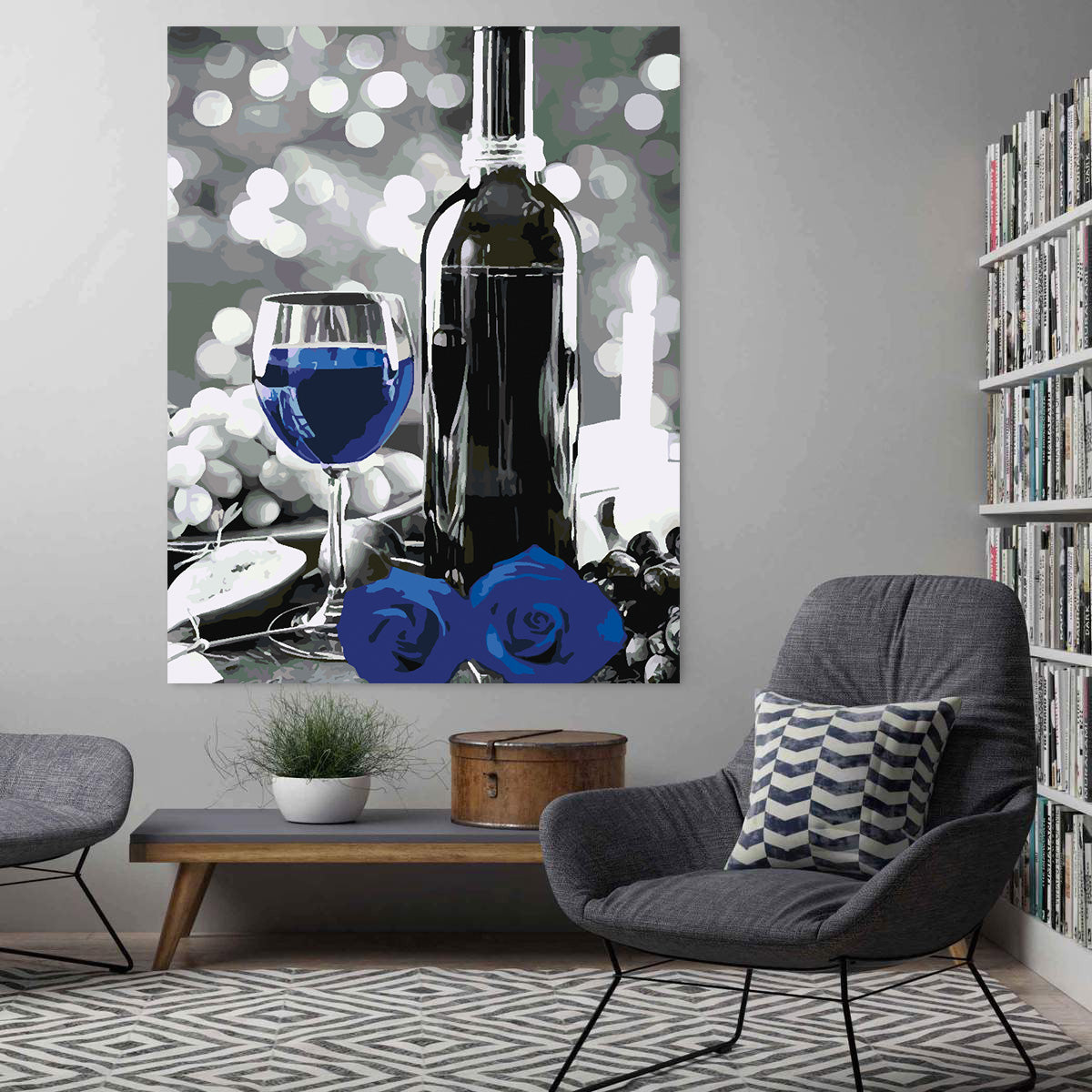 Peinture par numéros - Bouteille de vin et fleurs 4690