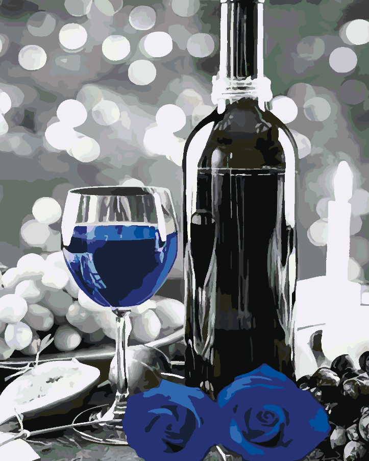 Pictura pe numere - Sticla de Vin și Flori 4690