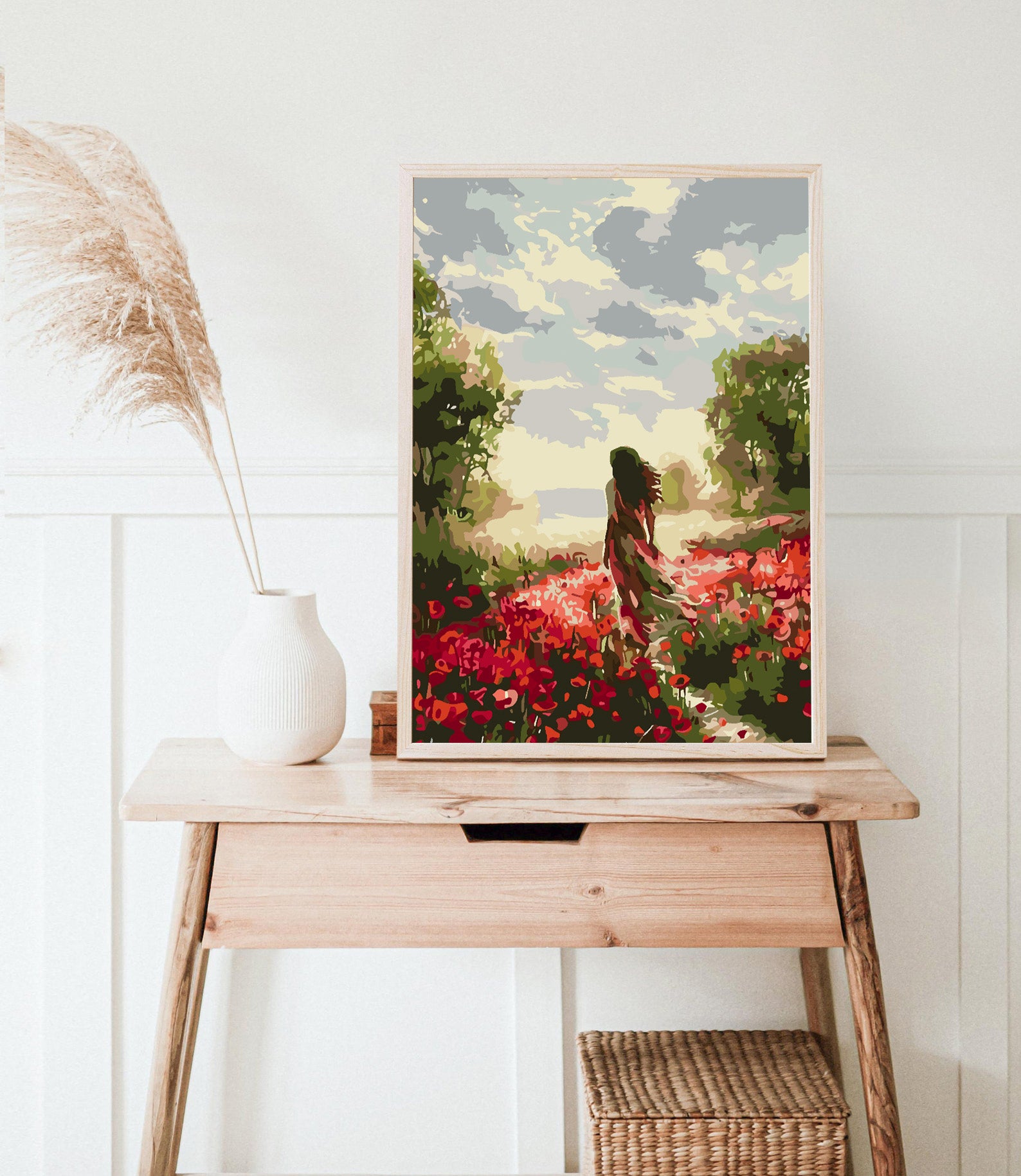 Peinture par numéros - Femme dans un champ de tulipes 4698