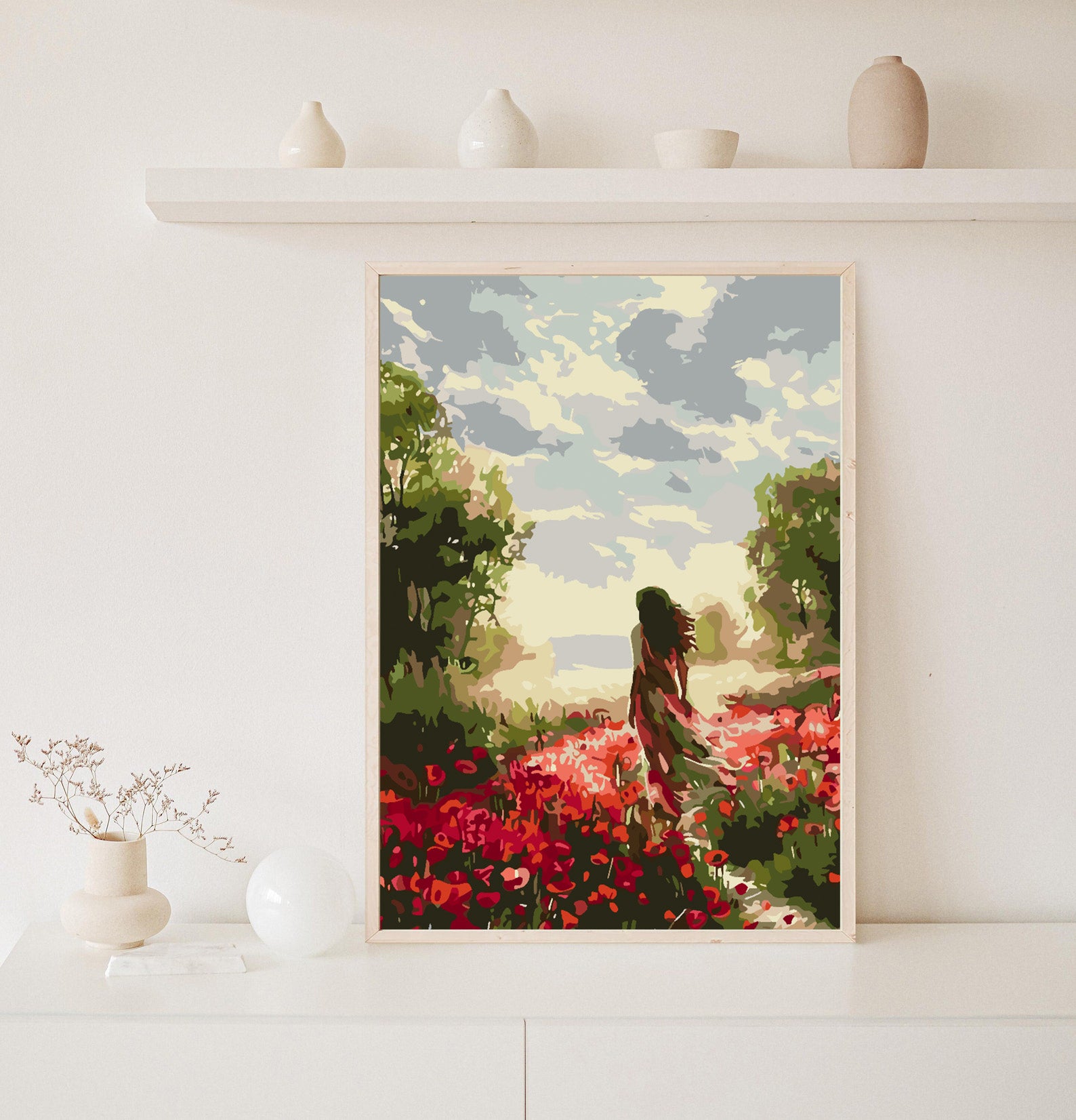 Peinture par numéros - Femme dans un champ de tulipes 4698