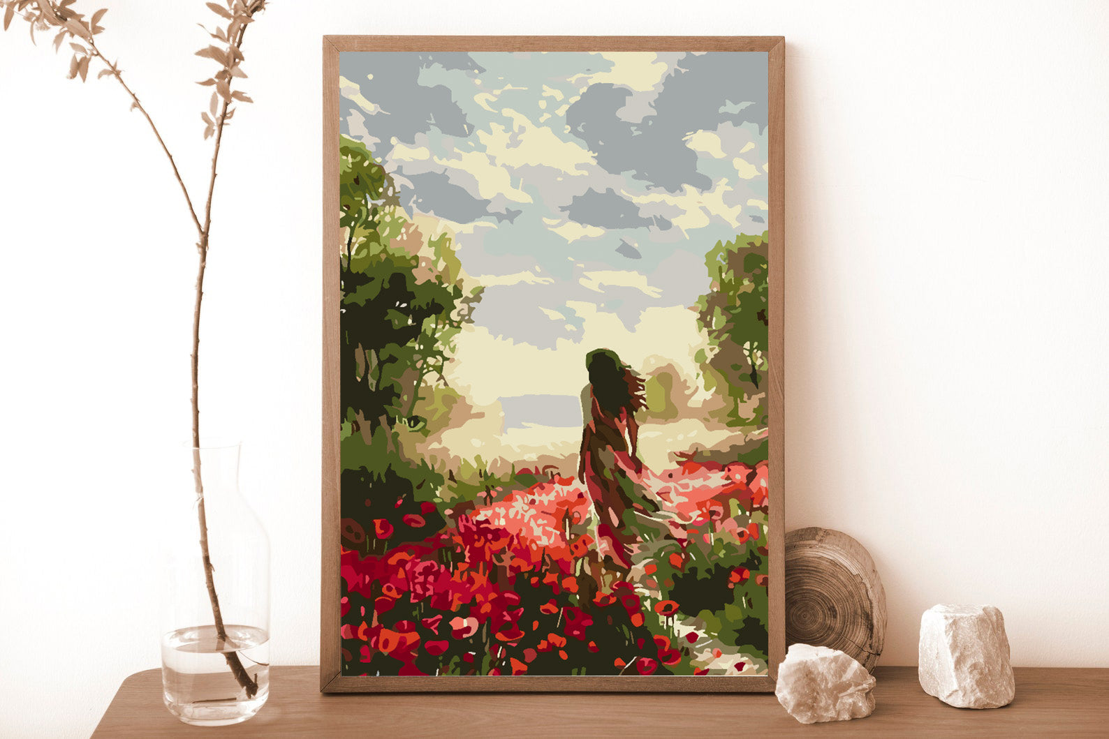 Peinture par numéros - Femme dans un champ de tulipes 4698