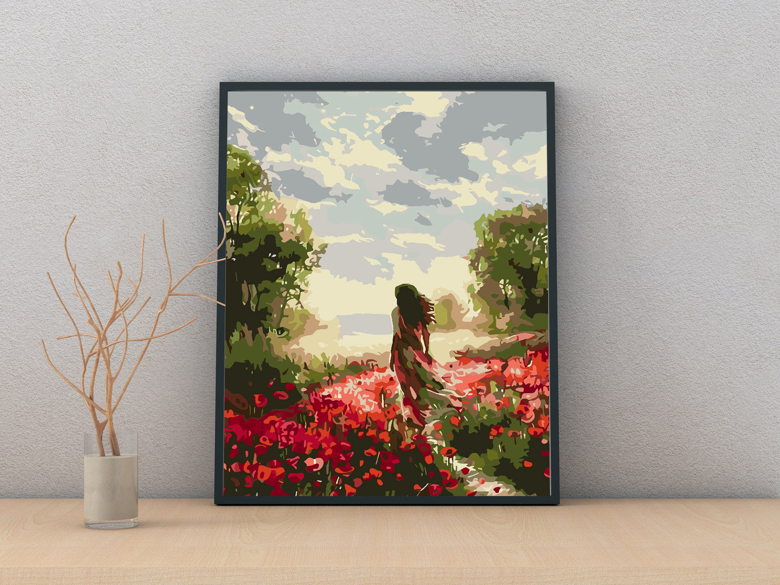 Peinture par numéros - Femme dans un champ de tulipes 4698