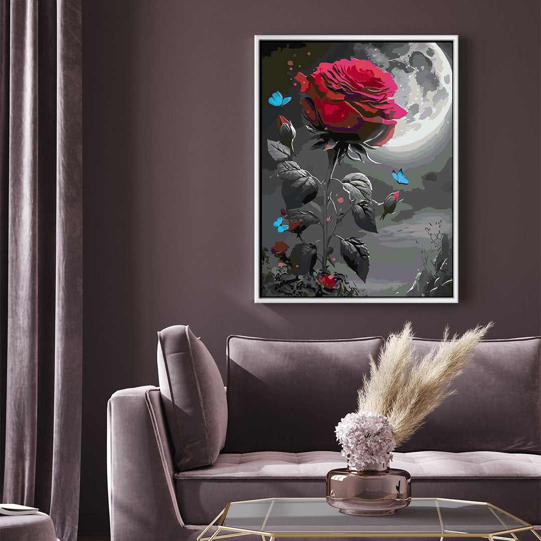 Peinture par numéros - Rose rouge et papillon 4697
