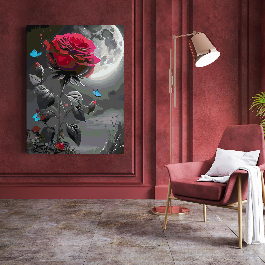 Peinture par numéros - Rose rouge et papillon 4697