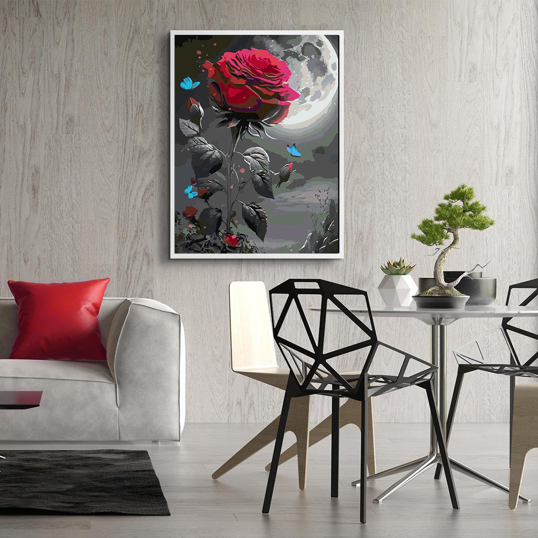 Peinture par numéros - Rose rouge et papillon 4697