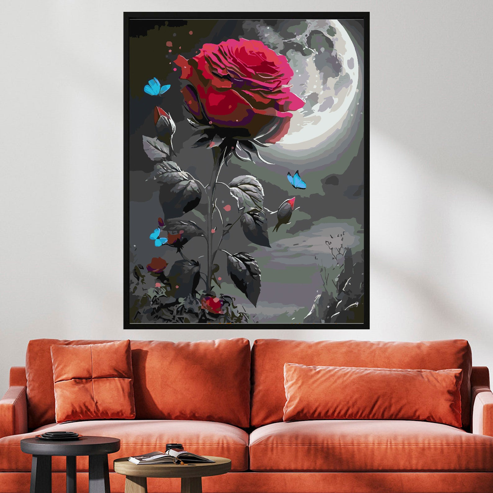 Peinture par numéros - Rose rouge et papillon 4697