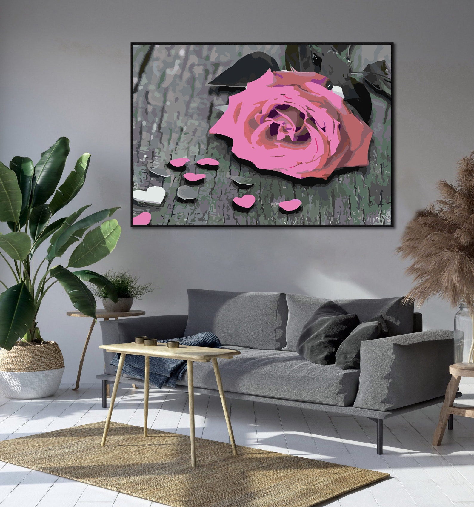 Pictura pe numere - Trandafir Roz 4715