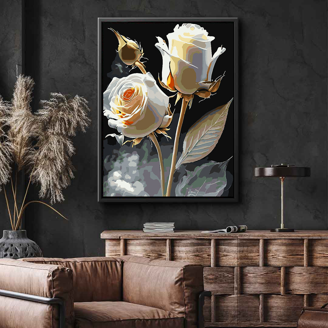 Pictura pe numere - Trandafiri Albi 4716