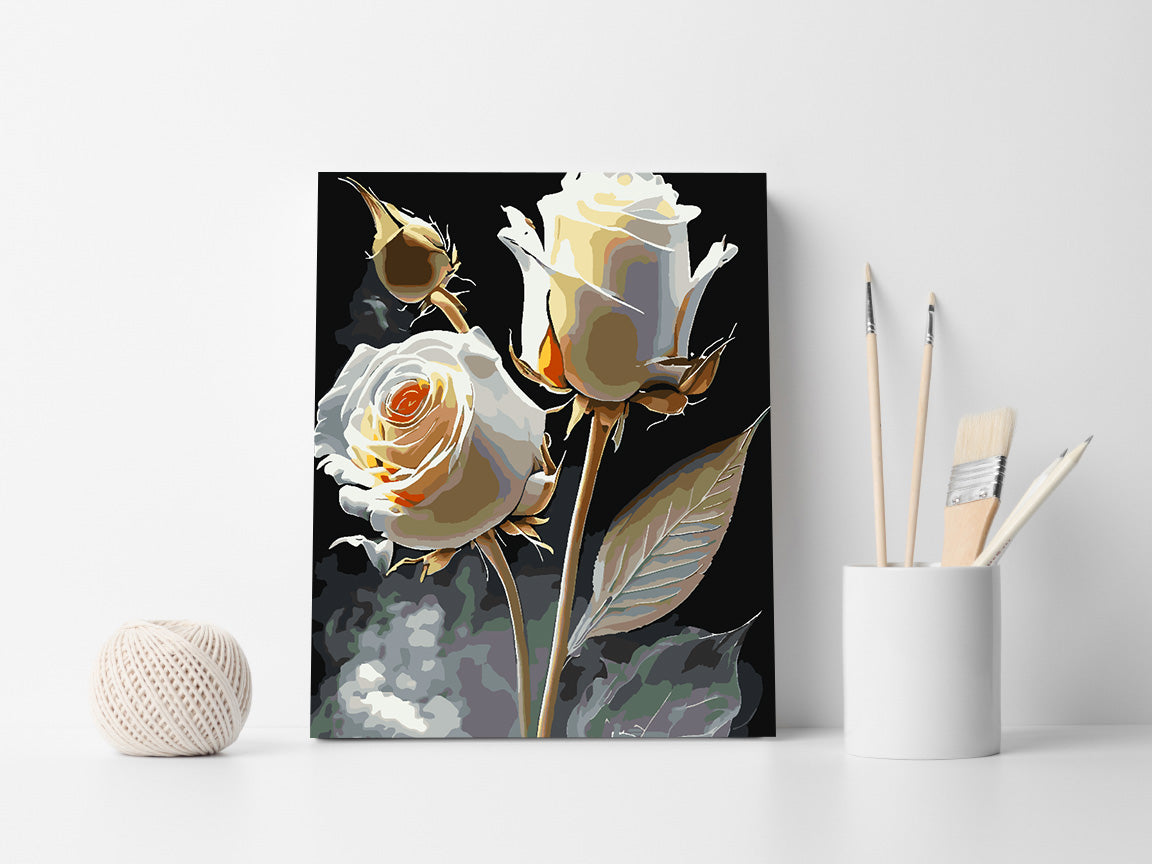 Pictura pe numere - Trandafiri Albi 4716