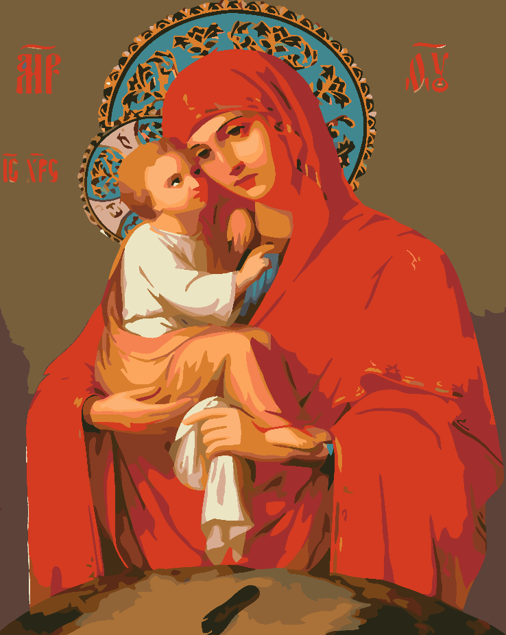 Pictura pe numere - Icoana Maicii Domnului din Pocaev 4722