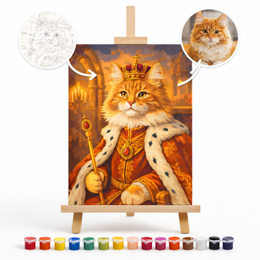 Pictură Personalizată pe Numere – Regele Pisoi